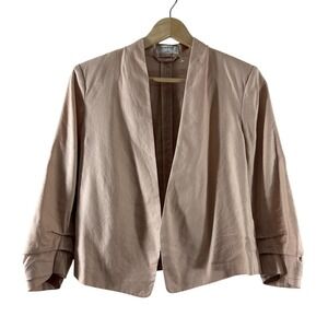 Babaton Aritzia Women Pink Linen Blend Open Front Blazer Jacket Size 4